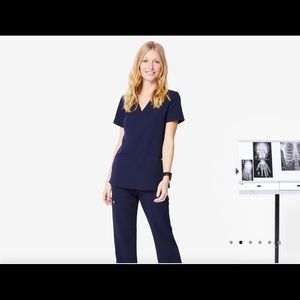 Figs small navy casma top